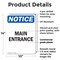 Signmission Main Entrance OSHA Notice Sign, Plastic, 10in W x 14in L, 2PK OS-2PACK-NS-P-1014-V-14083 - alternate 5